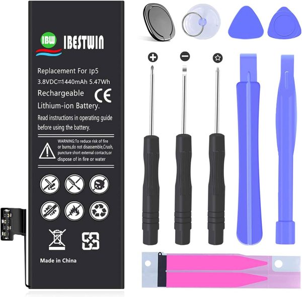 1440mAh Replacement Battery for iPhone 5 A1428, A1429 and A1442 with Replacement Tool Kits (Not for IP 5S or 5C) - 图片 2