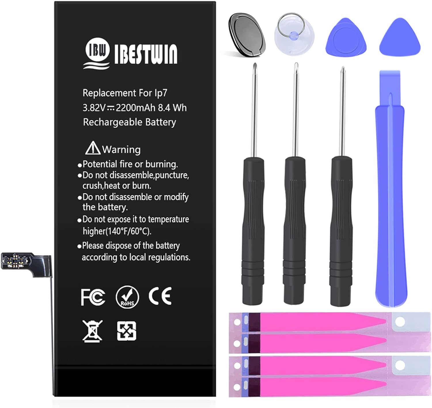 High Capacity 2200mAh Replacement Battery for iPhone 7 with Full Remove Tool Kit