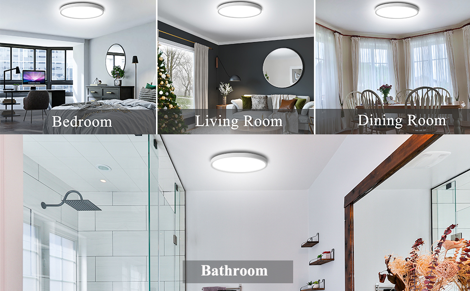 24W Flush Mount Ceiling Light, Low Profile 11.7 Inch Round 2300LM 5000K Daylight White - 图片 3
