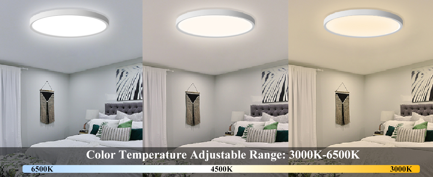 24W Dimmable LED Ceiling Light with Remote Control, 11.7 Inch Flat 3000K-6500K Color Adjustable Round Modern - 图片 11