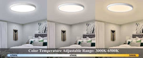 2 Packs 24W Dimmable LED Ceiling Light with Remote Control,  11.7 Inch Flat 3000K-6500K Color Adjustable Round Modern - 图片 11