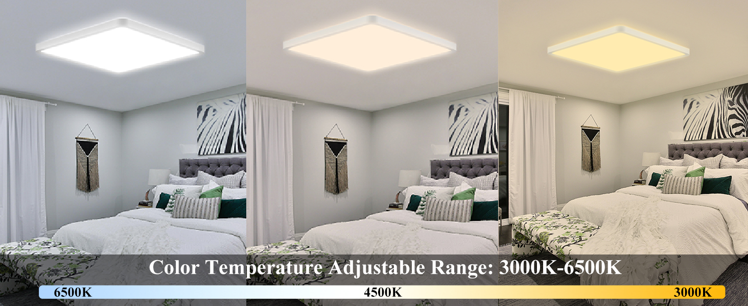 36W Dimmable LED Flush Mount Ceiling Light 11.7 Inch Square Flat with Remote Control,3000K-6500K Color Changeable - 图片 11