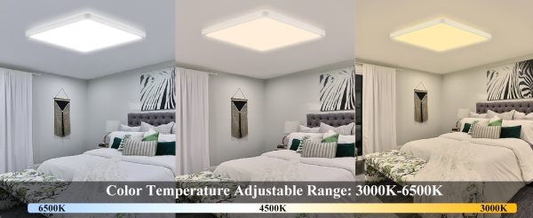 2 Packs 36W Dimmable LED Flush Mount Ceiling Light 11.7 Inch Square Flat with Remote Control 3000K-6500K Color Changeable - 图片 11