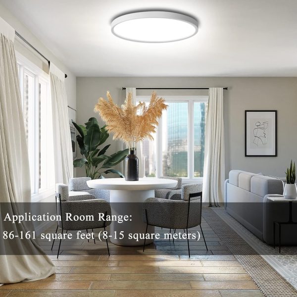 2 Pack 24W Flush Mount LED Ceiling Light, 11.7 Inch 5000K Daylight Ultra-Thin Round - 图片 4