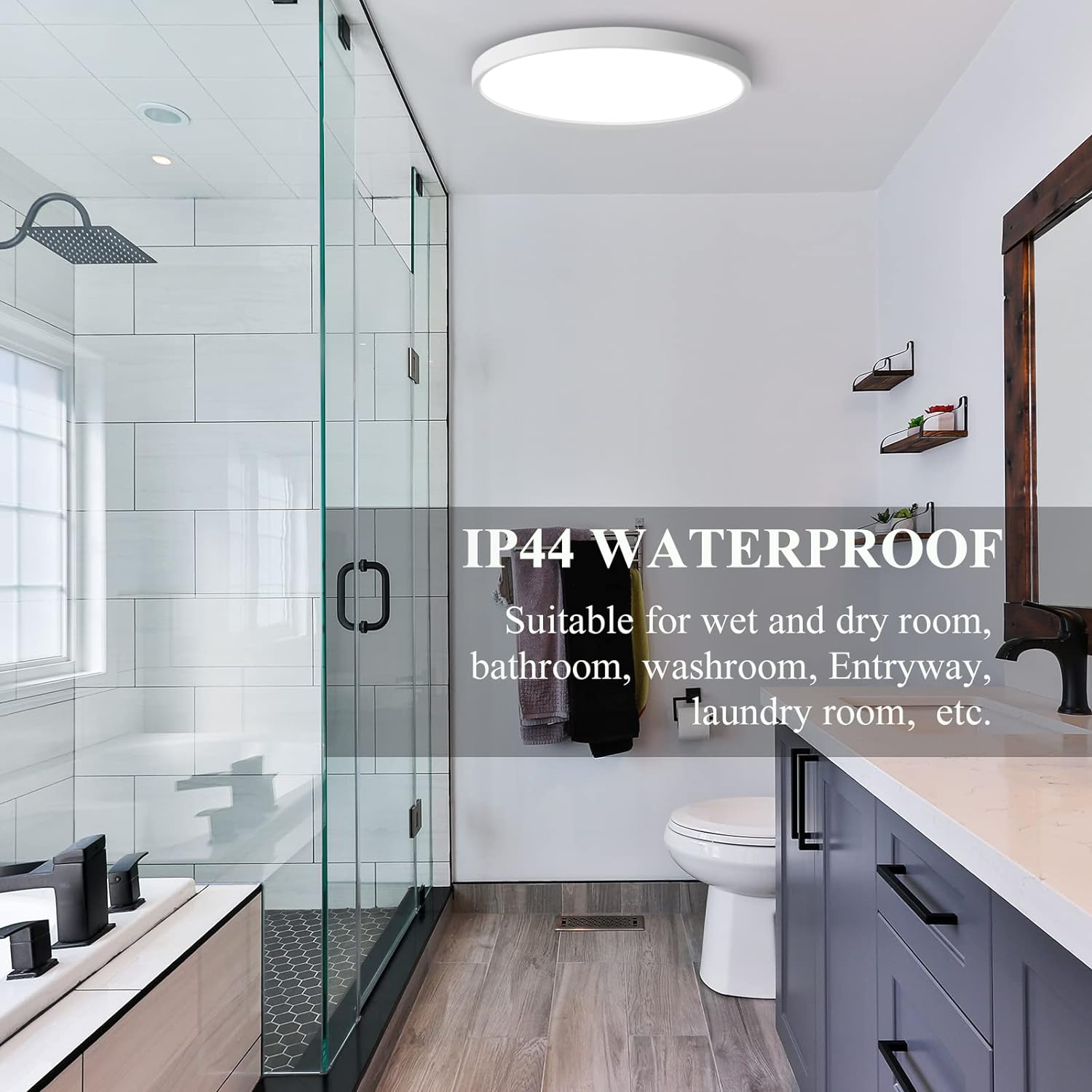 24W Flush Mount Ceiling Light, Low Profile 11.7 Inch Round 2300LM 5000K Daylight White - 图片 7