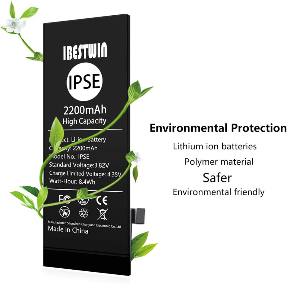 Upgraded High Capacity 2200mAh Replacement Battery for iPhone SE 1st Gen (2016 Version) with Full Remove Tool Kit - 图片 7