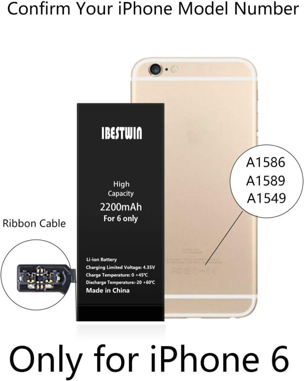 High Capacity Battery for iPhone 6 2200mAh with Full Remove Tool Kit - 图片 6