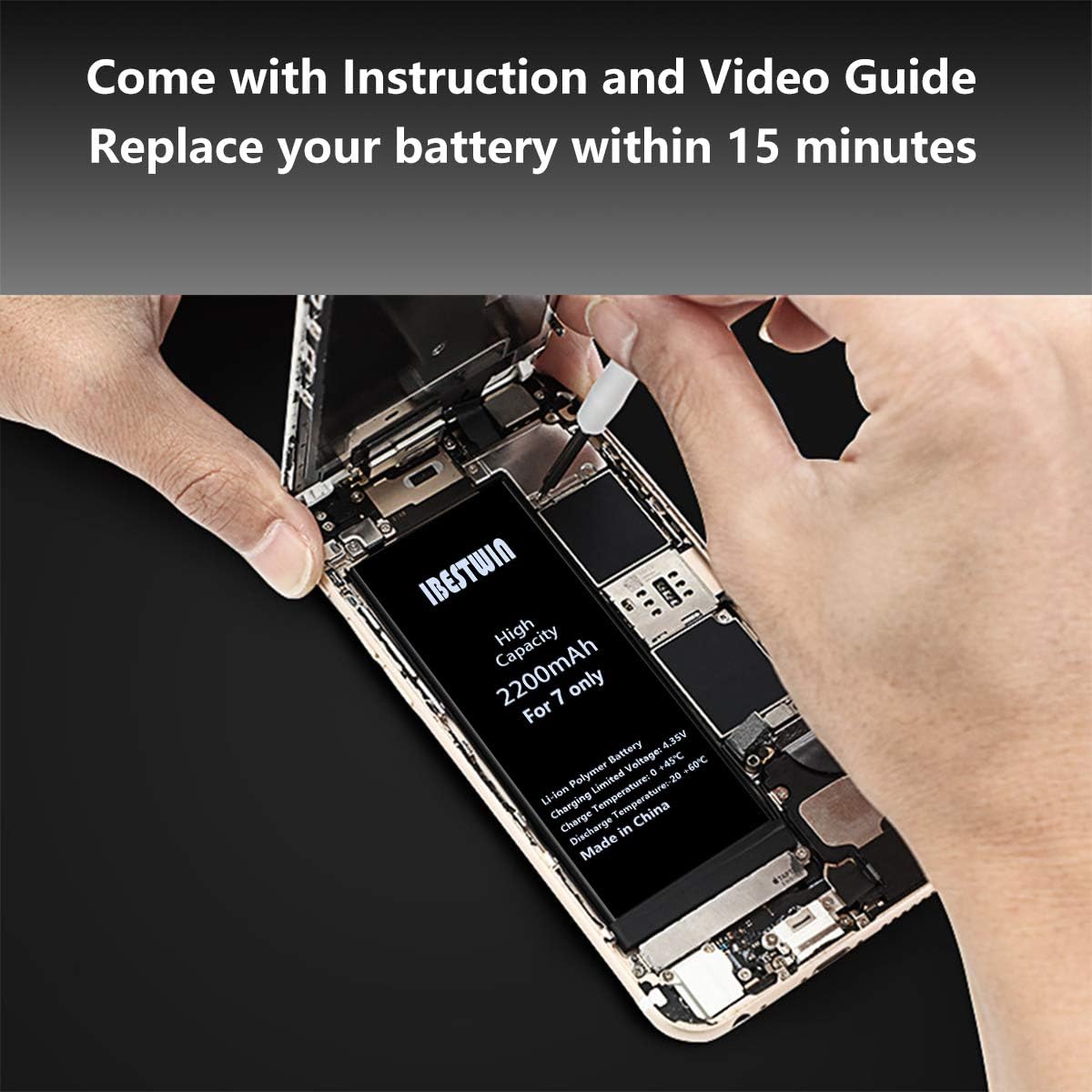 High Capacity 2200mAh Replacement Battery for iPhone 7 with Full Remove Tool Kit - 图片 6