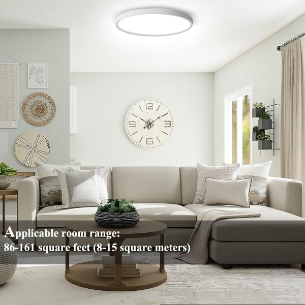 2 Pack 24W Flush Mount LED Ceiling Light, 11.7 Inch 5000K Daylight Ultra-Thin Round - 图片 7