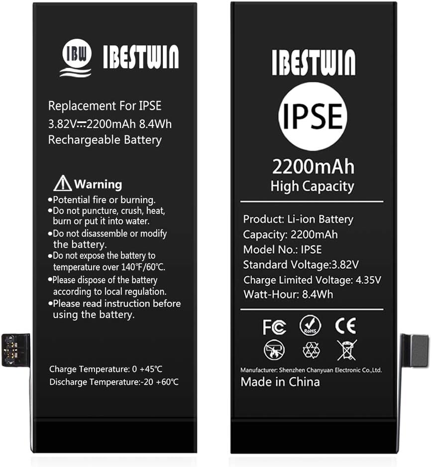 Upgraded High Capacity 2200mAh Replacement Battery for iPhone SE 1st Gen (2016 Version) with Full Remove Tool Kit - 图片 2